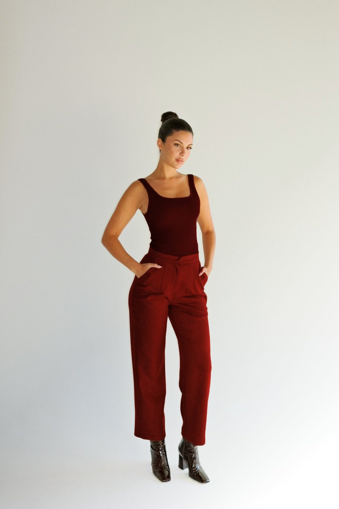 BURGUNDY TROUSERS