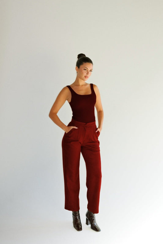 BURGUNDY TROUSERS